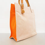 【6ae5200】エルメス トートバッグ エトリヴィエール キャンバス オレンジ シルバー金具 □R刻印【中古】レディース