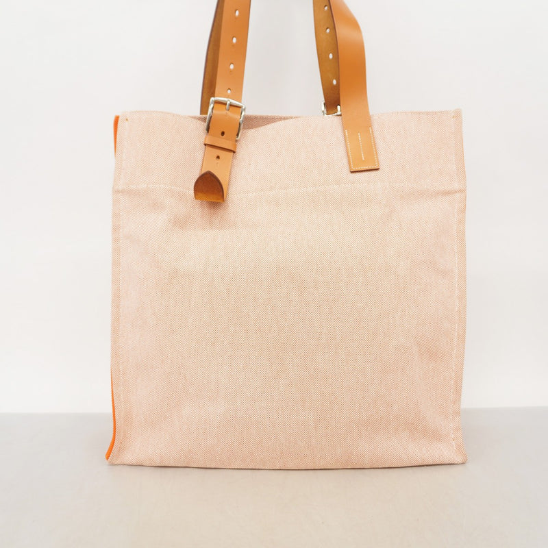 【6ae5200】エルメス トートバッグ エトリヴィエール キャンバス オレンジ シルバー金具 □R刻印【中古】レディース