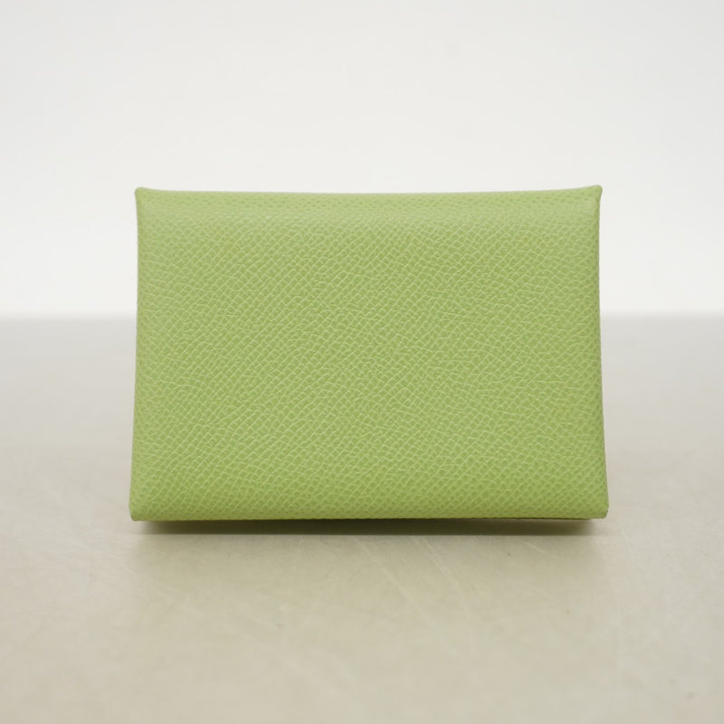 【6ae5201】エルメス コインケース カルヴィデュオ ヴォーエプソン ヴェールクリケット シルバー金具 B刻印【中古】レディース