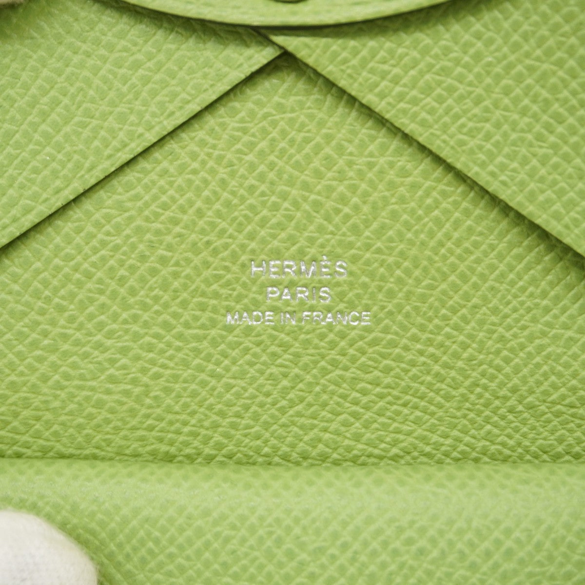 【6ae5201】エルメス コインケース カルヴィデュオ ヴォーエプソン ヴェールクリケット シルバー金具 B刻印【中古】レディース