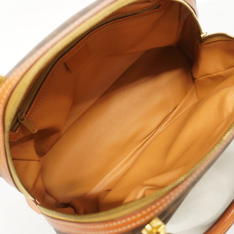 【6ae5202】セリーヌ ハンドバッグ マカダム PVC ブラウン ゴールド金具【中古】レディース