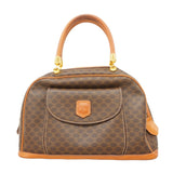 【6ae5202】セリーヌ ハンドバッグ マカダム PVC ブラウン ゴールド金具【中古】レディース