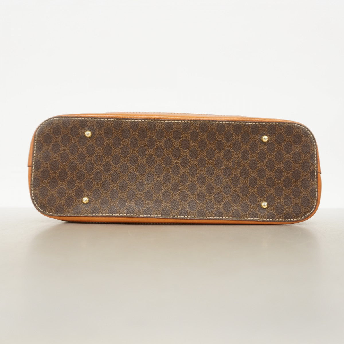 【6ae5202】セリーヌ ハンドバッグ マカダム PVC ブラウン ゴールド金具【中古】レディース