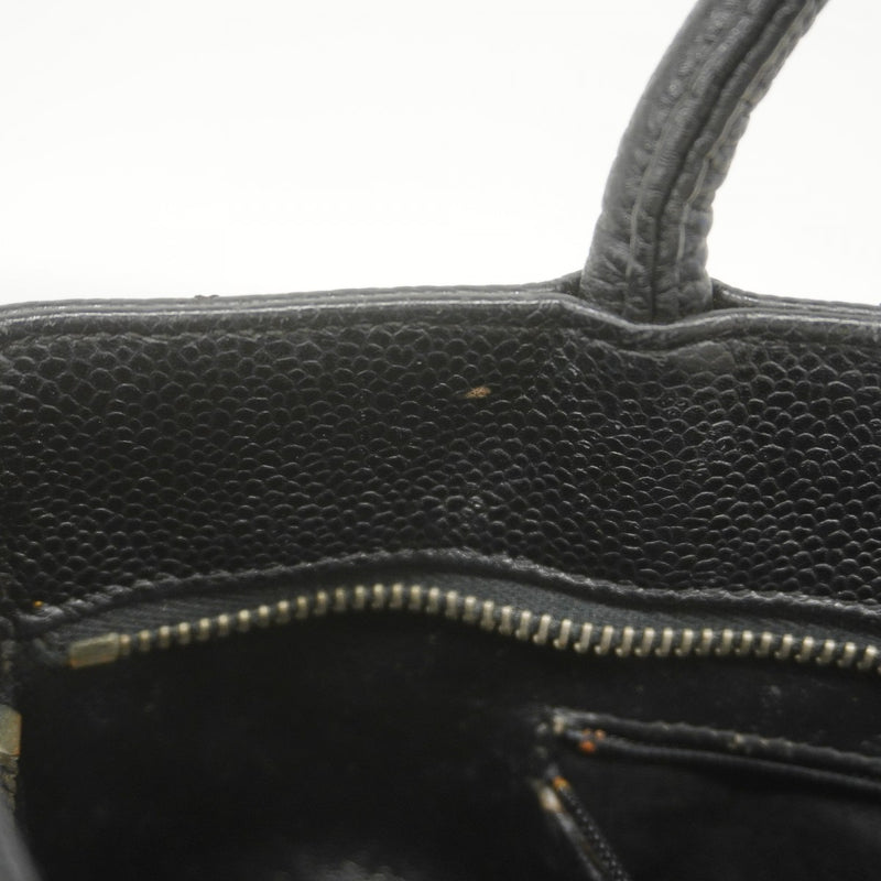 【6ae5209】シャネル トートバッグ 復刻トート キャビアスキン ブラック シルバー金具【中古】レディース