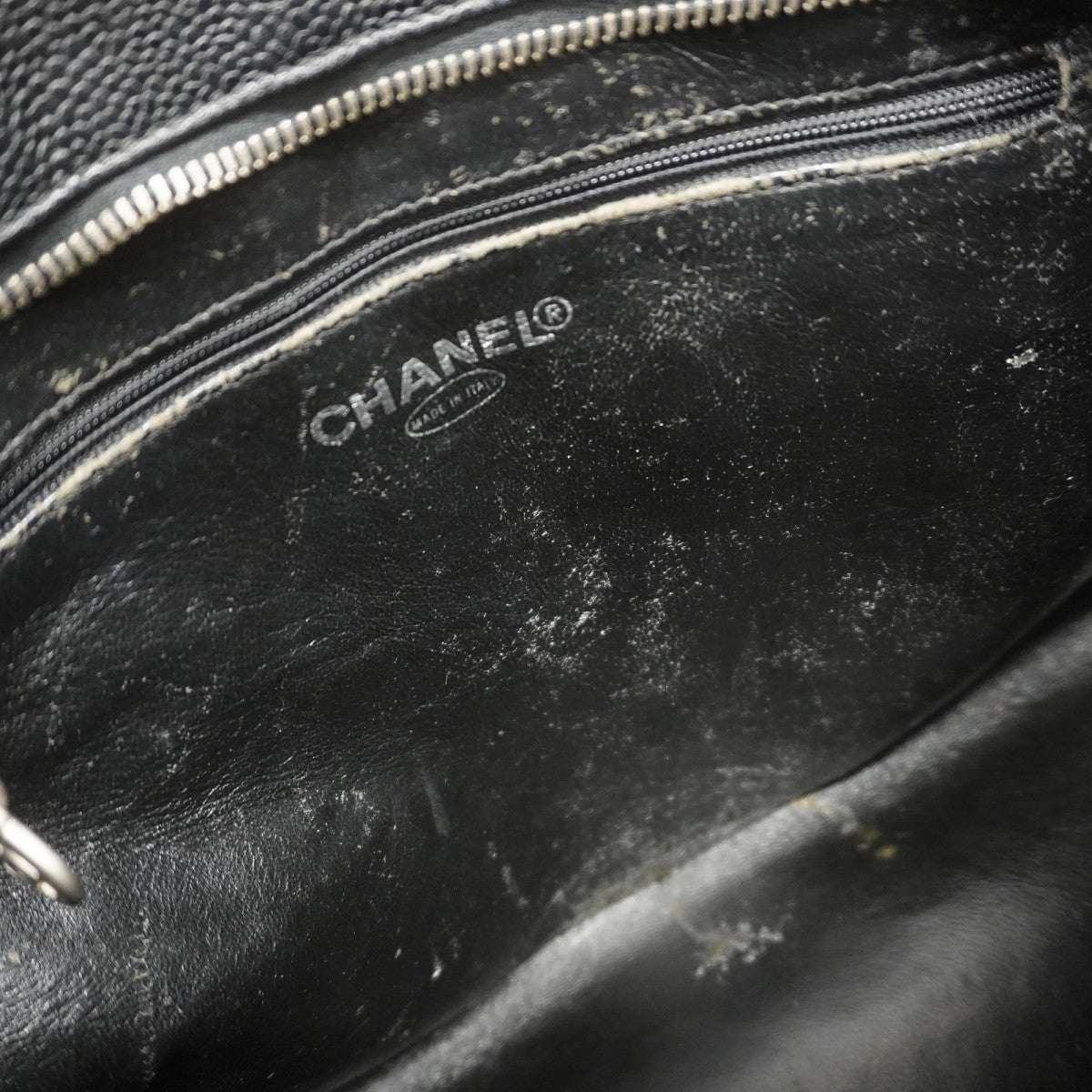 【6ae5209】シャネル トートバッグ 復刻トート キャビアスキン ブラック シルバー金具【中古】レディース