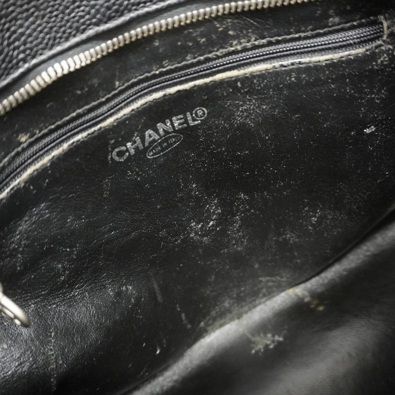 【6ae5209】シャネル トートバッグ 復刻トート キャビアスキン ブラック シルバー金具【中古】レディース