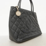 【6ae5209】シャネル トートバッグ 復刻トート キャビアスキン ブラック シルバー金具【中古】レディース