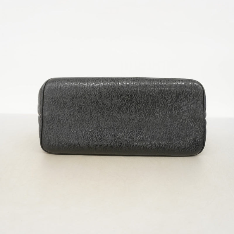 【6ae5209】シャネル トートバッグ 復刻トート キャビアスキン ブラック シルバー金具【中古】レディース