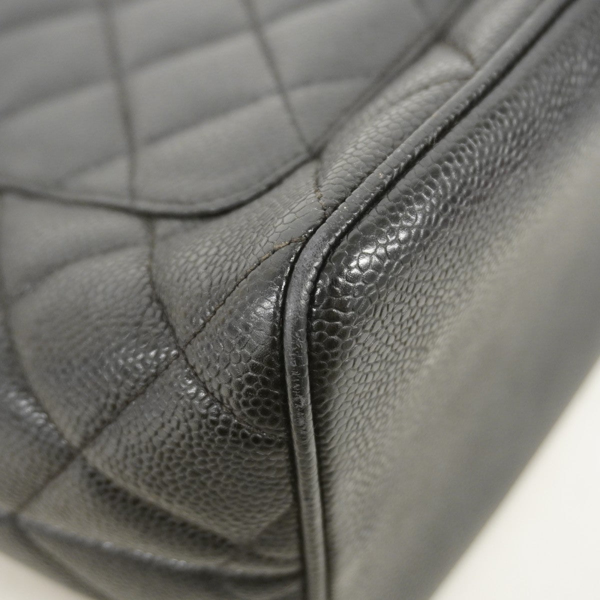 【6ae5209】シャネル トートバッグ 復刻トート キャビアスキン ブラック シルバー金具【中古】レディース