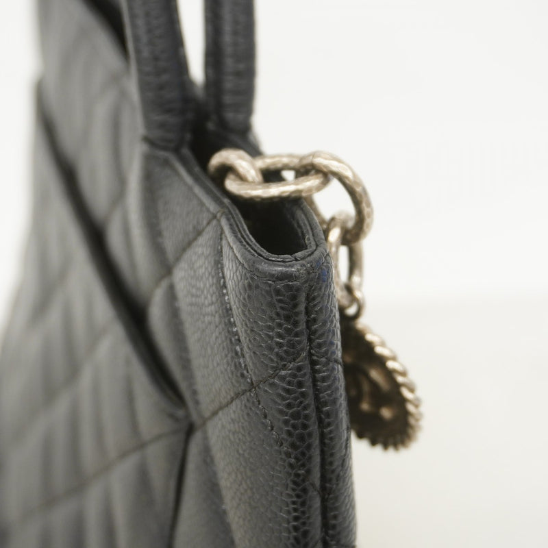 【6ae5209】シャネル トートバッグ 復刻トート キャビアスキン ブラック シルバー金具【中古】レディース