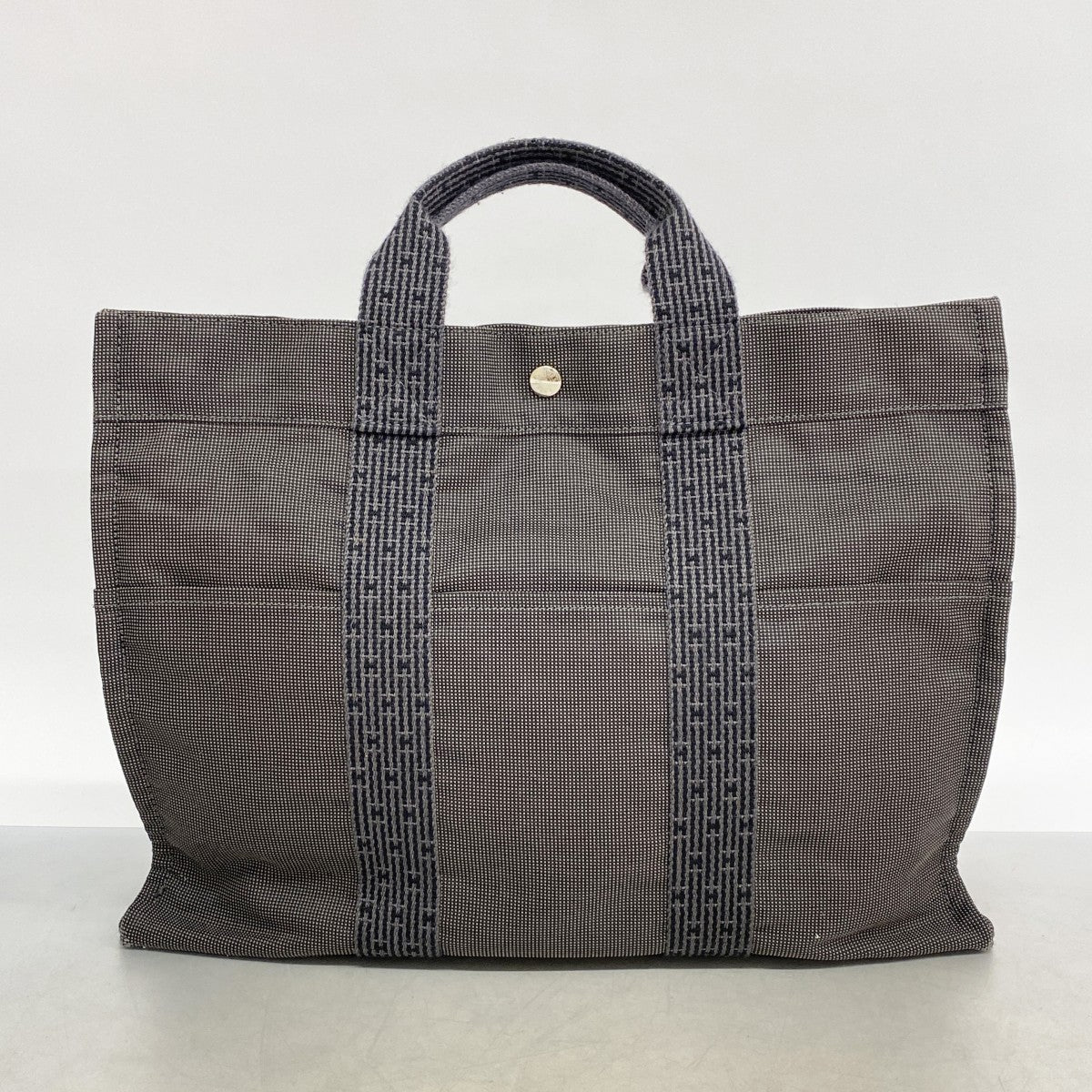 6ae5429】エルメス トートバッグ エールラインMM キャンバス グレー