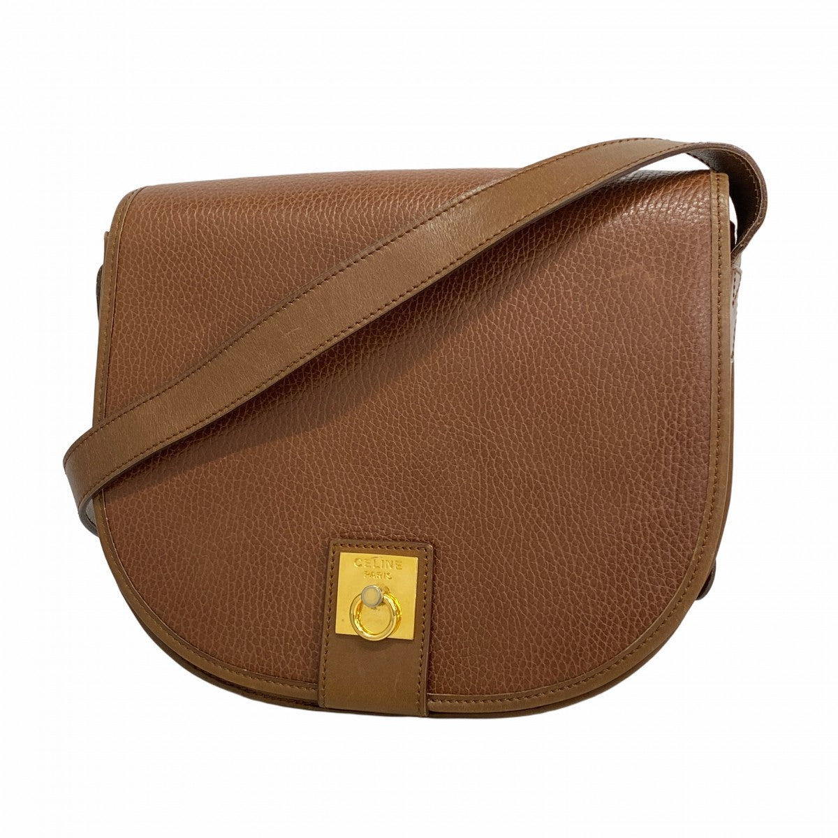 【6ae5570-k】セリーヌ ショルダーバッグ レザー ブラウン ゴールド金具【中古】レディース