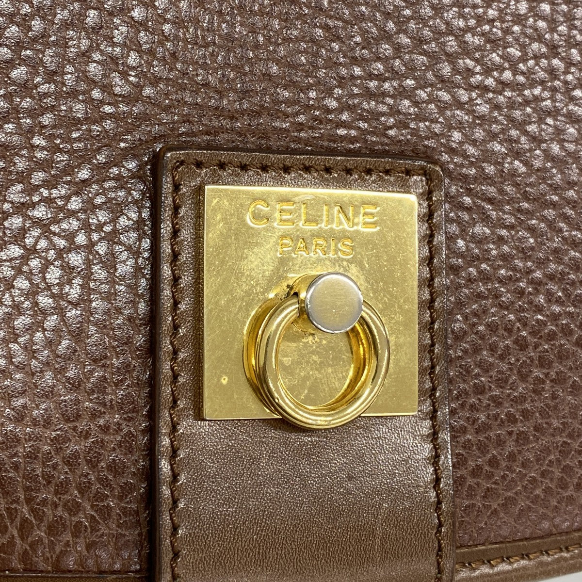 【6ae5570-k】セリーヌ ショルダーバッグ レザー ブラウン ゴールド金具【中古】レディース