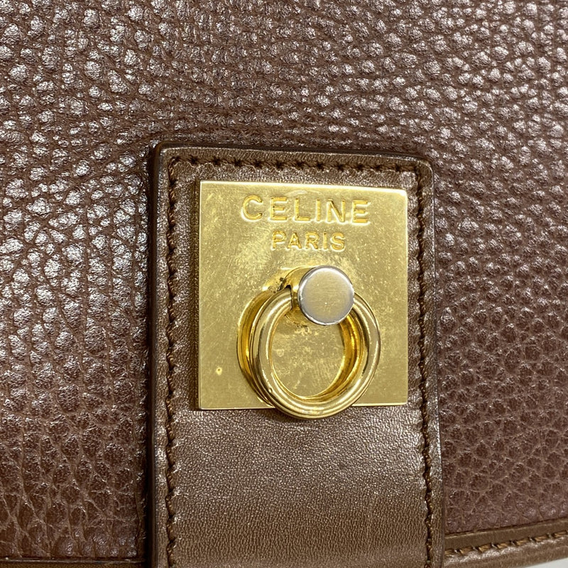 【6ae5570-k】セリーヌ ショルダーバッグ レザー ブラウン ゴールド金具【中古】レディース