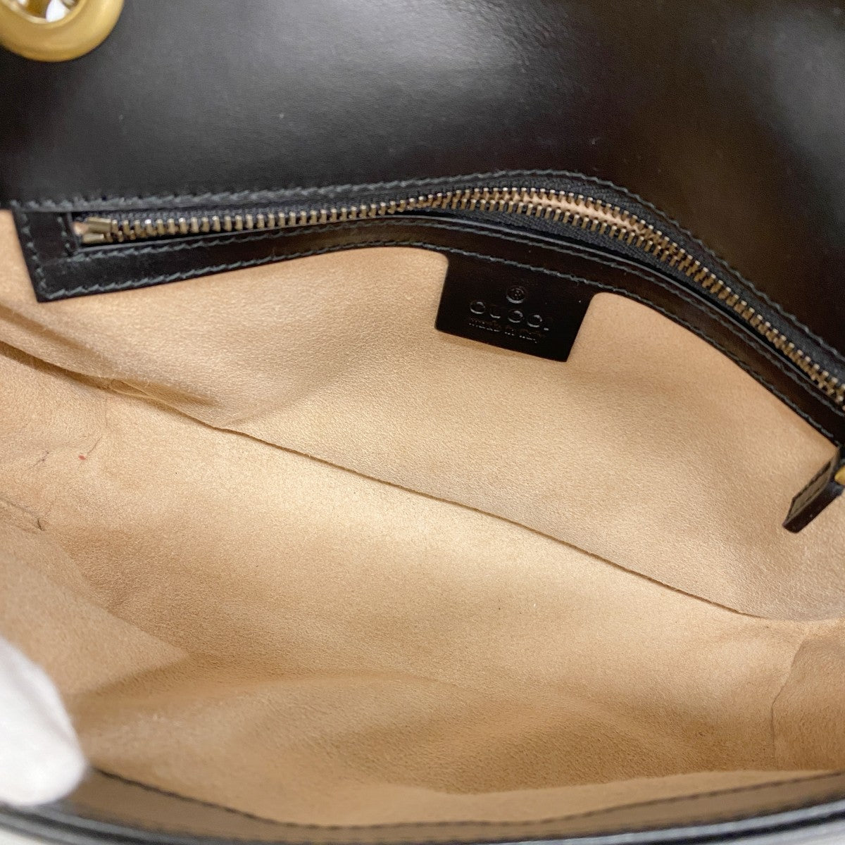 【6ae5571-k】グッチ ショルダーバッグ GGマーモント 443497 レザー ブラック ゴールド金具【中古】レディース