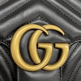 【6ae5571-k】グッチ ショルダーバッグ GGマーモント 443497 レザー ブラック ゴールド金具【中古】レディース