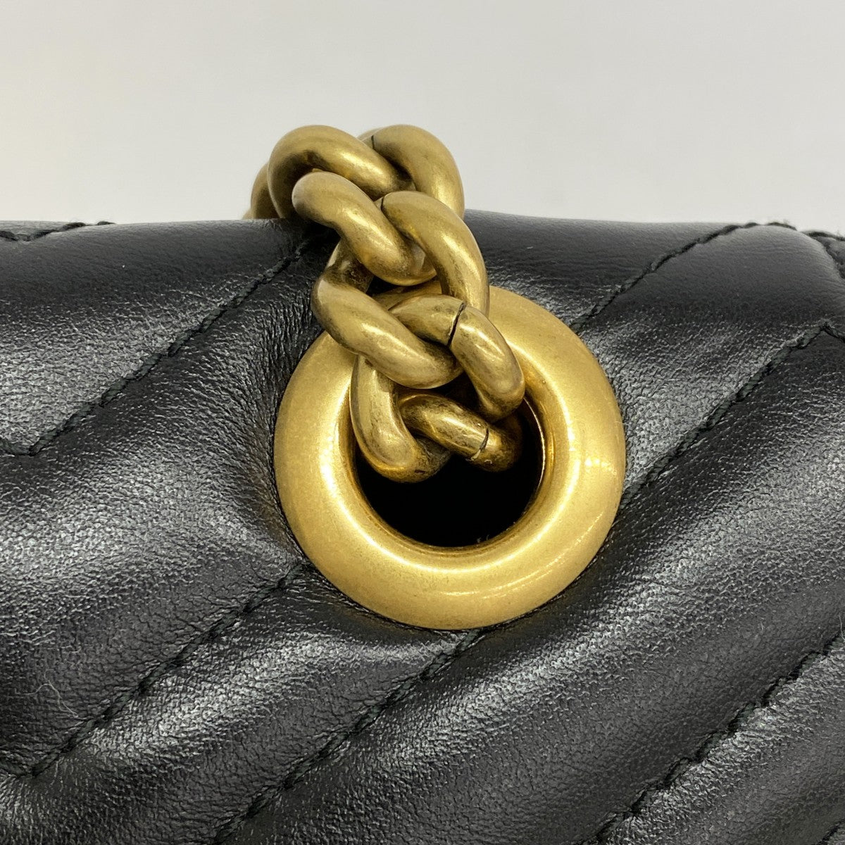 【6ae5571-k】グッチ ショルダーバッグ GGマーモント 443497 レザー ブラック ゴールド金具【中古】レディース