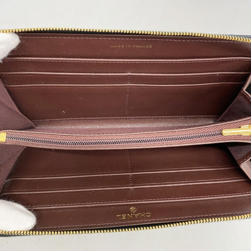 【6ae5572-k】シャネル 長財布 マトラッセ キャビアスキン ブラック ゴールド金具【中古】レディース