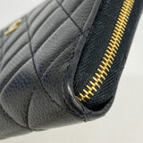 【6ae5572-k】シャネル 長財布 マトラッセ キャビアスキン ブラック ゴールド金具【中古】レディース