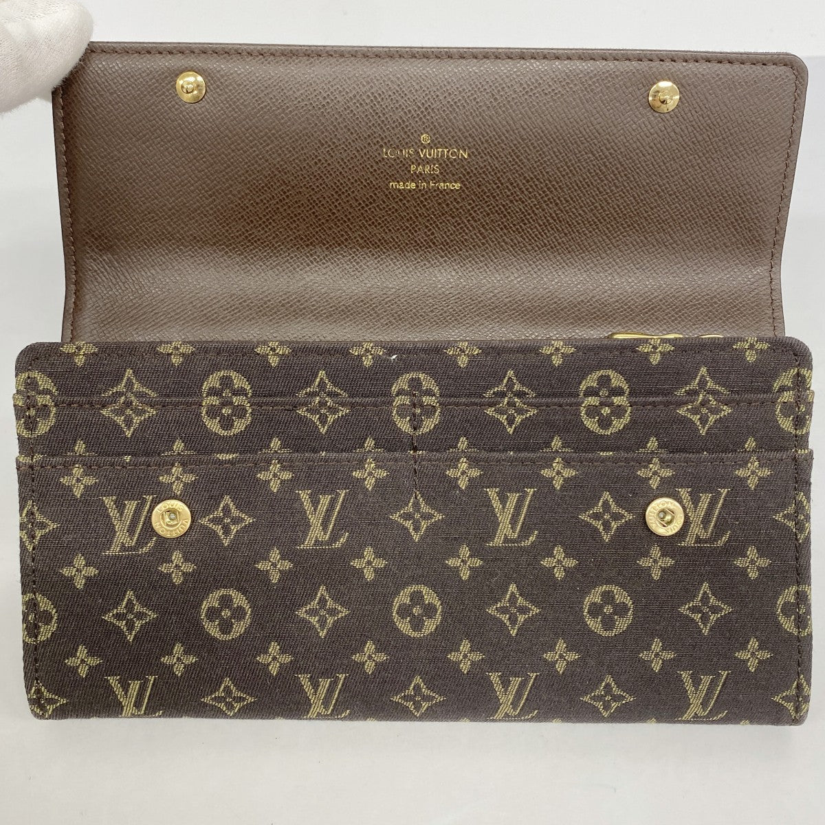 【6ae5588】ルイヴィトン 長財布 モノグラム・ミニラン ポルトフォイユサラ M95234 エベヌ【中古】レディース