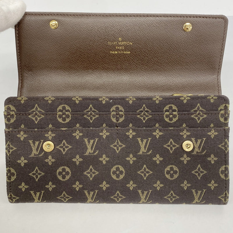 【6ae5588】ルイヴィトン 長財布 モノグラム・ミニラン ポルトフォイユサラ M95234 エベヌ【中古】レディース