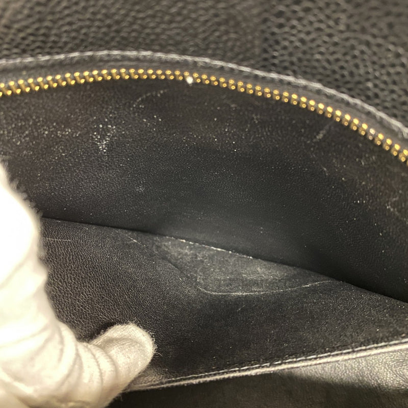 【6ae5613】シャネル トートバッグ 復刻トート キャビアスキン ブラック ゴールド金具【中古】レディース