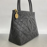 【6ae5613】シャネル トートバッグ 復刻トート キャビアスキン ブラック ゴールド金具【中古】レディース