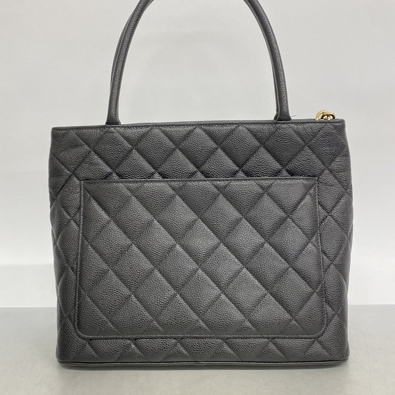 【6ae5613】シャネル トートバッグ 復刻トート キャビアスキン ブラック ゴールド金具【中古】レディース