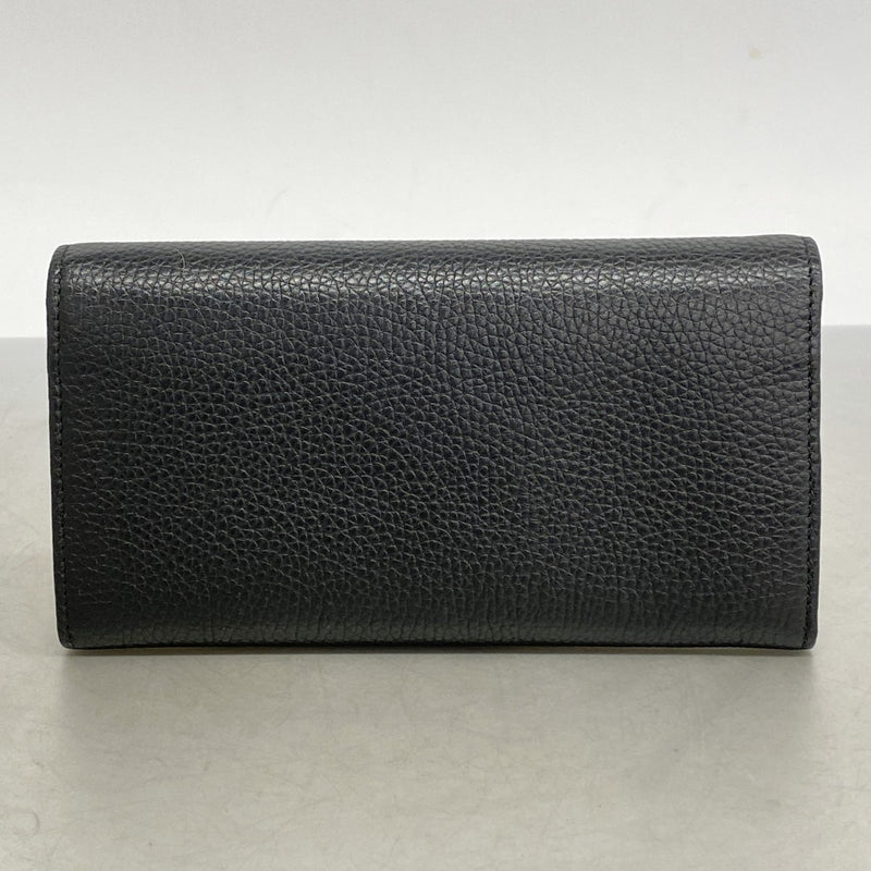 【6ae5614】グッチ 長財布 インターロッキングG 598206 レザー ブラック シャンパンゴールド金具【中古】レディース