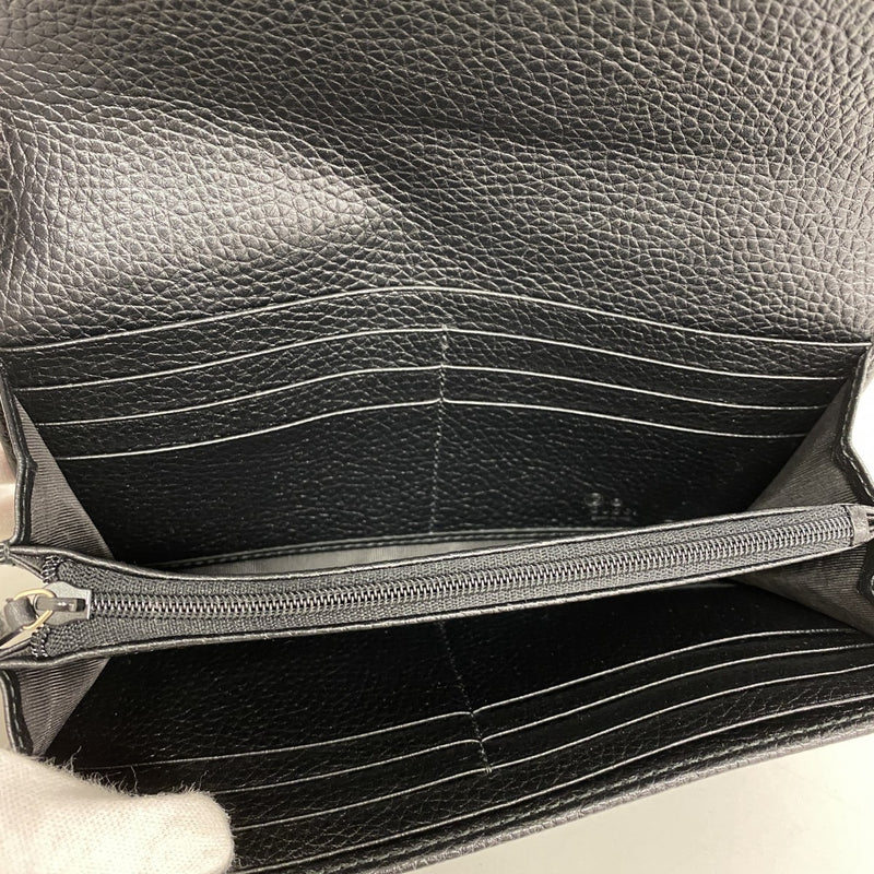 【6ae5614】グッチ 長財布 インターロッキングG 598206 レザー ブラック シャンパンゴールド金具【中古】レディース