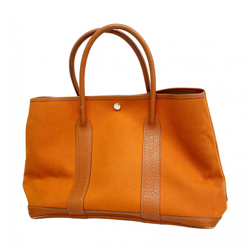 【6ae5646】エルメス トートバッグ ガーデンパーティPM トワルオフィシエ ポティロン シルバー金具 □J刻印【中古】レディース