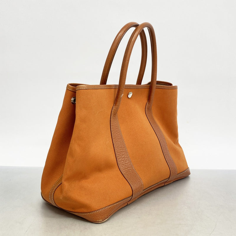 【6ae5646】エルメス トートバッグ ガーデンパーティPM トワルオフィシエ ポティロン シルバー金具 □J刻印【中古】レディース