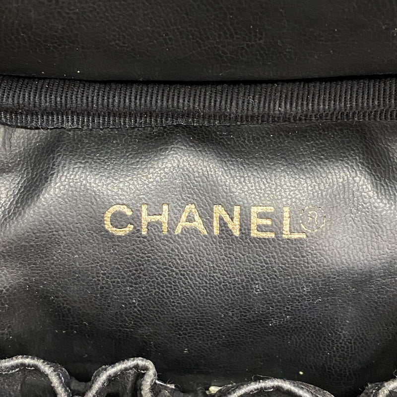 【6ae5647】シャネル バニティバッグ キャビアスキン ブラック ゴールド金具【中古】レディース