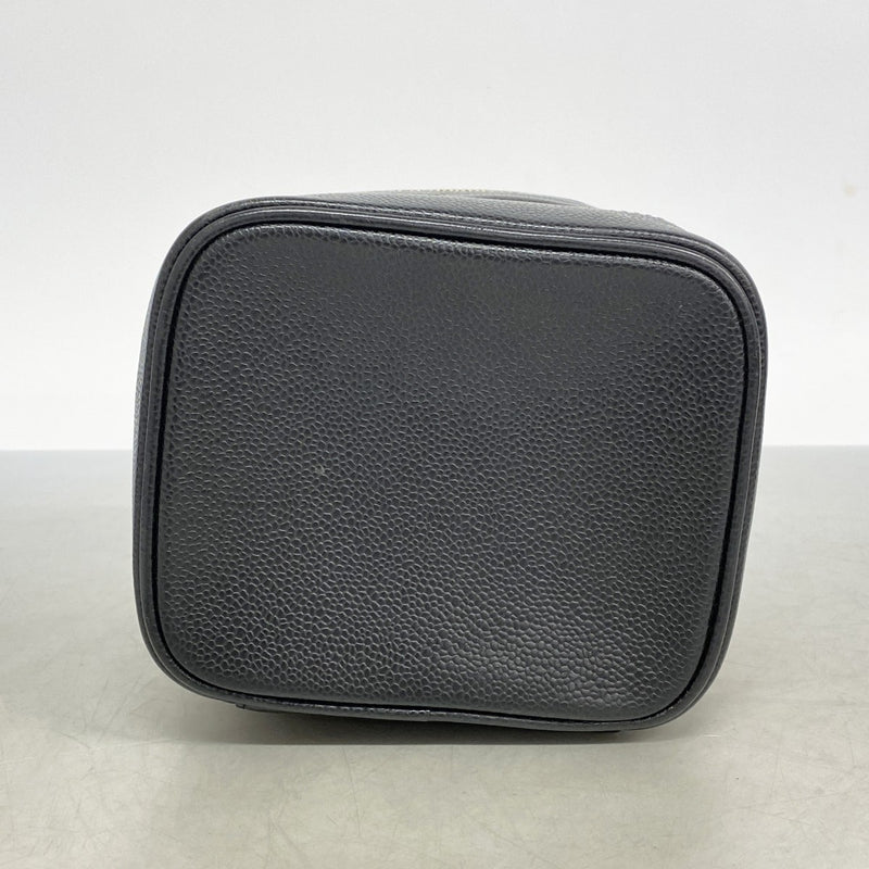 【6ae5647】シャネル バニティバッグ キャビアスキン ブラック ゴールド金具【中古】レディース