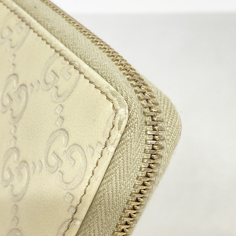 【6ae5648】グッチ 長財布 グッチシマ 394005 レザー アイボリー シャンパンゴールド金具【中古】メンズ レディース ユニセックス