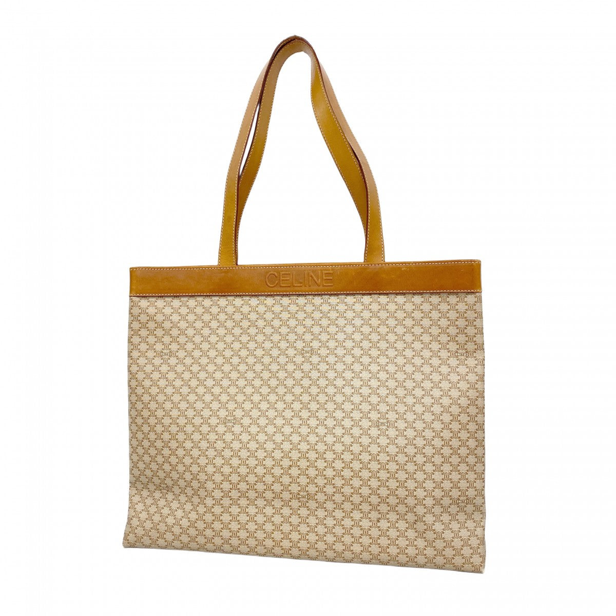 【6ae5649-k】セリーヌ トートバッグ マカダム PVC ブラウン ゴールド金具【中古】レディース