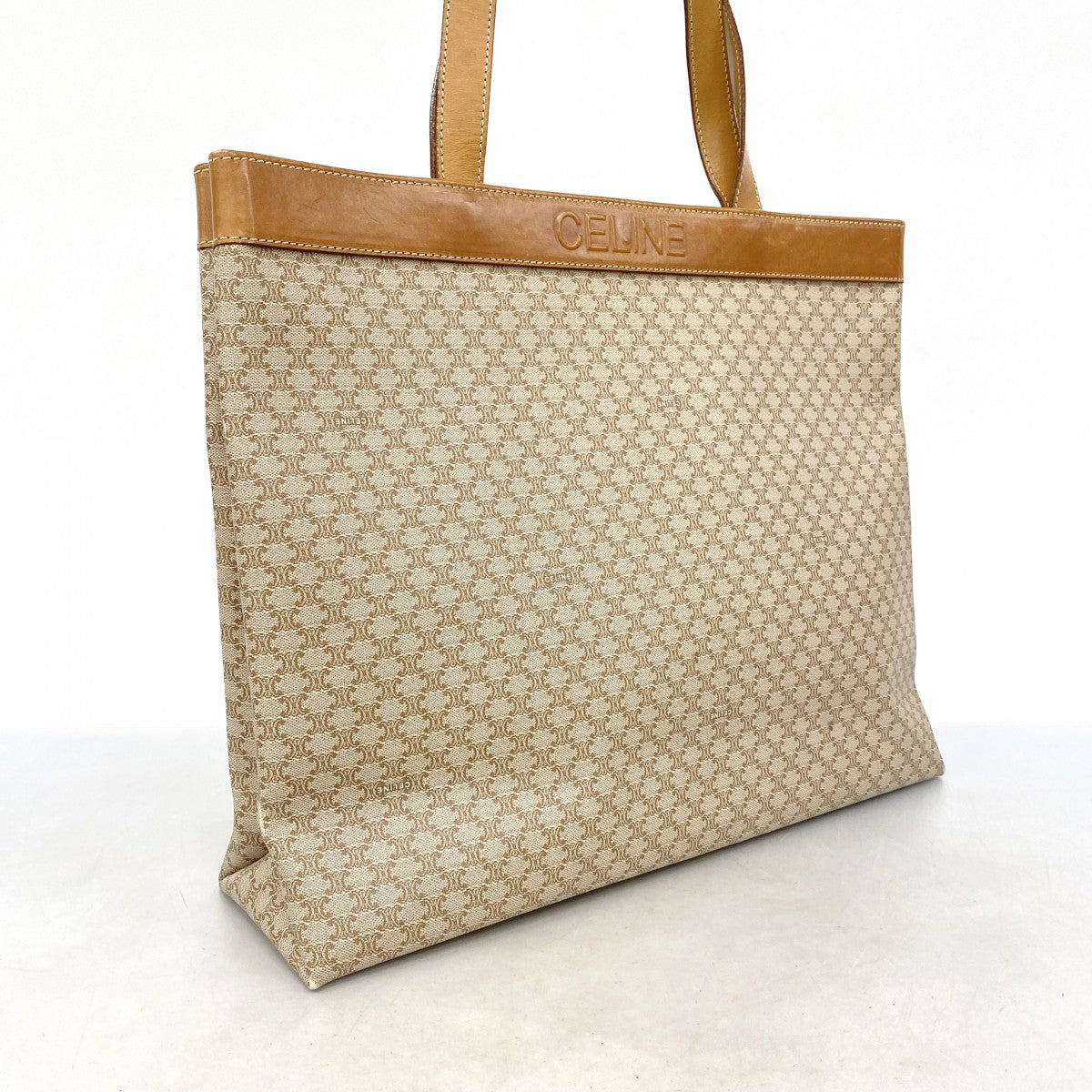 【6ae5649-k】セリーヌ トートバッグ マカダム PVC ブラウン ゴールド金具【中古】レディース
