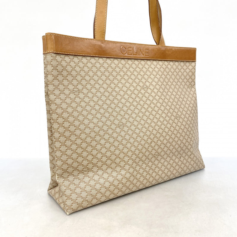 【6ae5649-k】セリーヌ トートバッグ マカダム PVC ブラウン ゴールド金具【中古】レディース