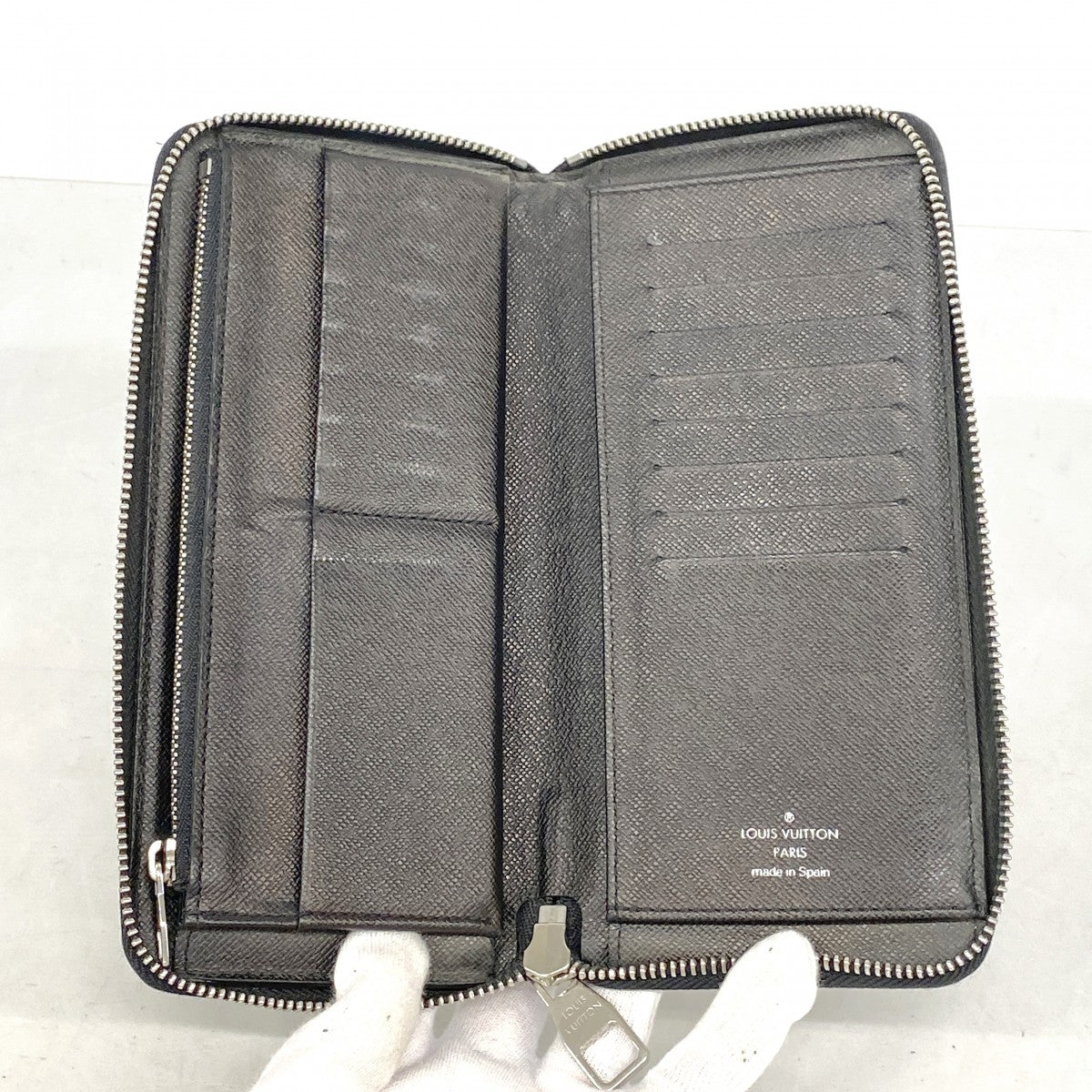 【6ae5655-k】ルイヴィトン 長財布 ダミエ・グラフィット ジッピーウォレットヴェルティカル N63095 ブラック グレー 旧型【中古】メンズ