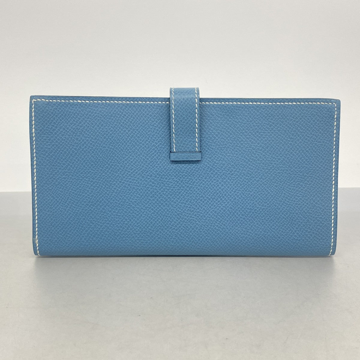 6ae5729】エルメス 長財布 ベアンスフレ ヴォーエプソン ブルージーン