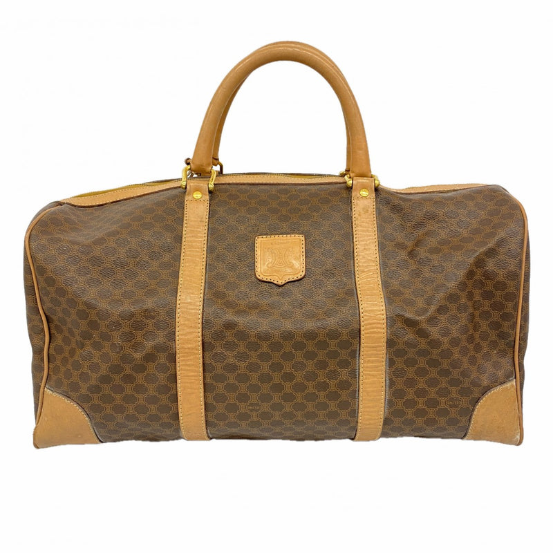 6ae5955】セリーヌ ボストンバッグ マカダム PVC ブラウン ゴールド