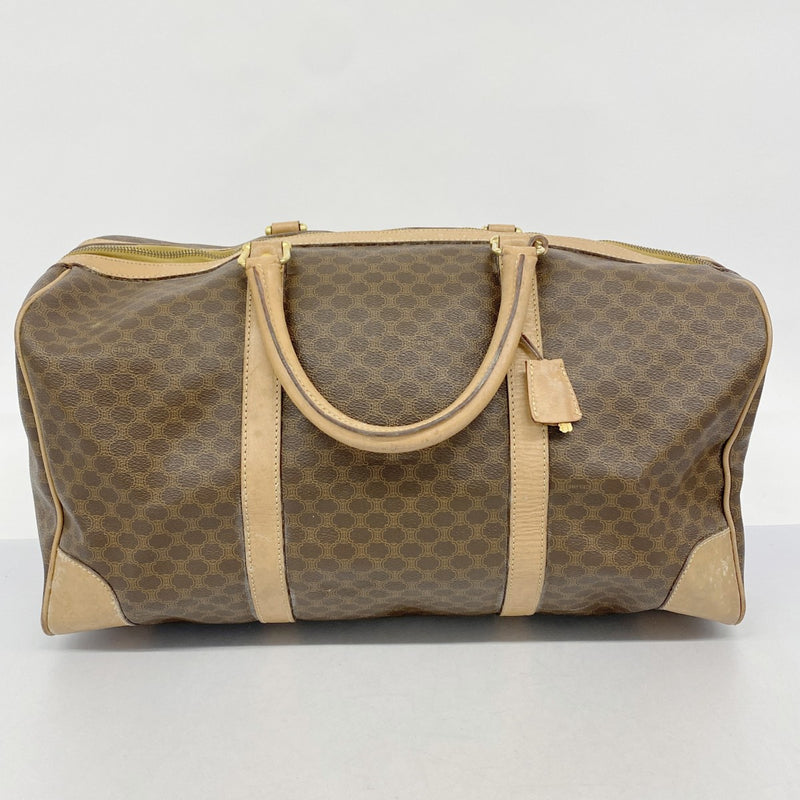 6ae5955】セリーヌ ボストンバッグ マカダム PVC ブラウン ゴールド