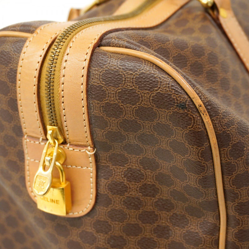 6ae6396】セリーヌ ボストンバッグ マカダム PVC ブラウン ゴールド