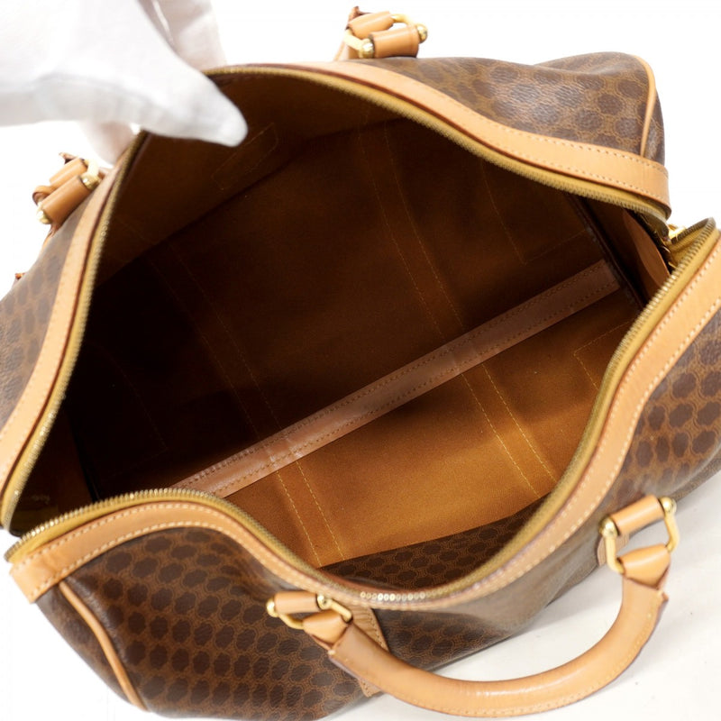 6ae6396】セリーヌ ボストンバッグ マカダム PVC ブラウン ゴールド