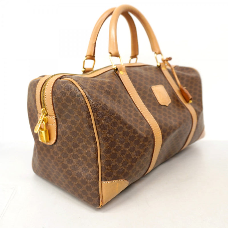 6ae6396】セリーヌ ボストンバッグ マカダム PVC ブラウン ゴールド