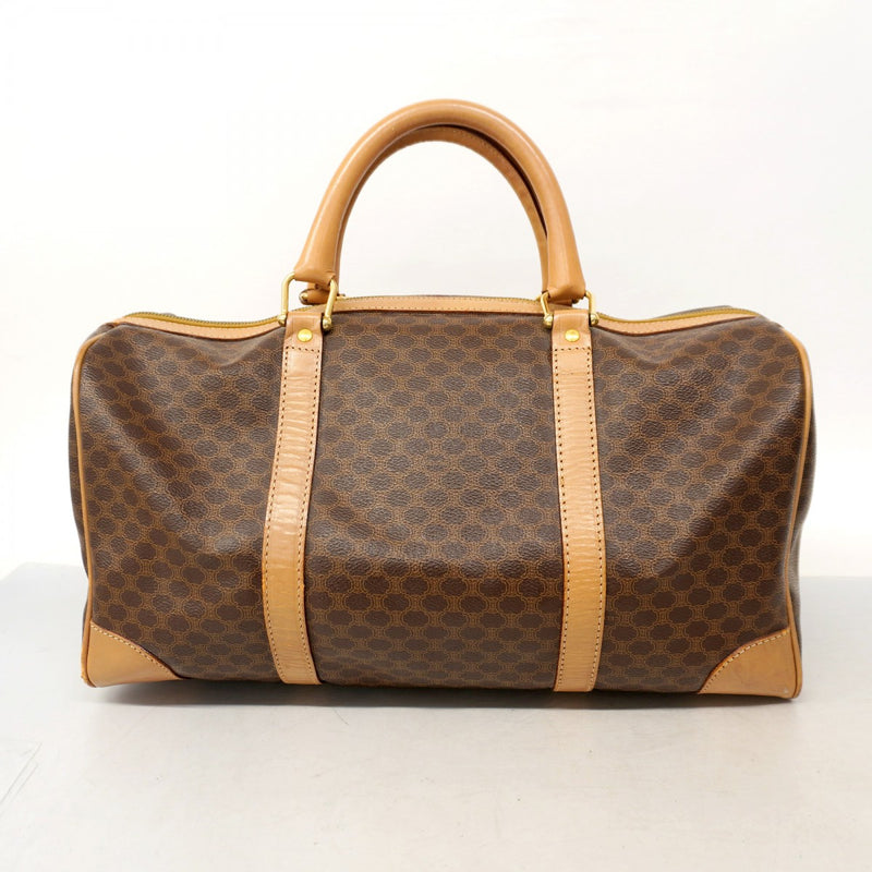 6ae6396】セリーヌ ボストンバッグ マカダム PVC ブラウン ゴールド