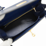 ★SALE【6ae6465-g】エルメス ハンドバッグ ケリー25 ボックスカーフ ブルーアビス ゴールド金具 U刻印 2wayバッグ【中古】レディース