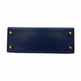 ★SALE【6ae6465-g】エルメス ハンドバッグ ケリー25 ボックスカーフ ブルーアビス ゴールド金具 U刻印 2wayバッグ【中古】レディース