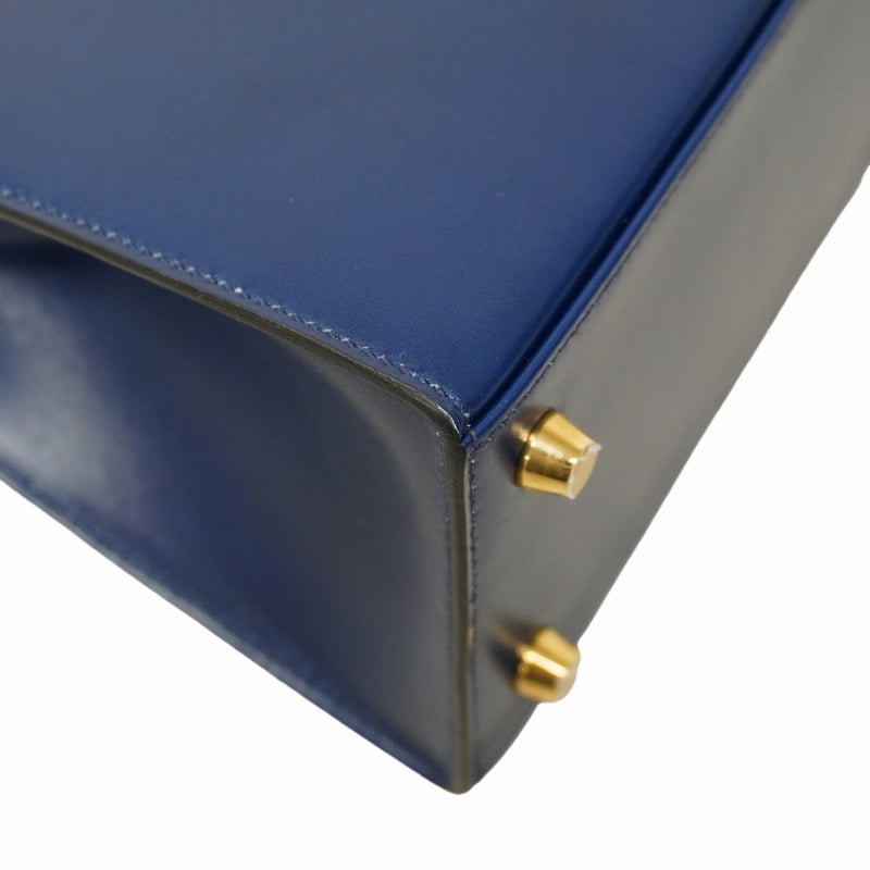 ★SALE【6ae6465-g】エルメス ハンドバッグ ケリー25 ボックスカーフ ブルーアビス ゴールド金具 U刻印 2wayバッグ【中古】レディース