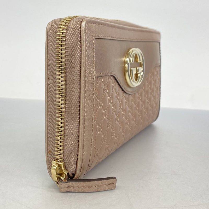 6ba0544】グッチ 長財布 マイクログッチシマ 308012 レザー ピンク